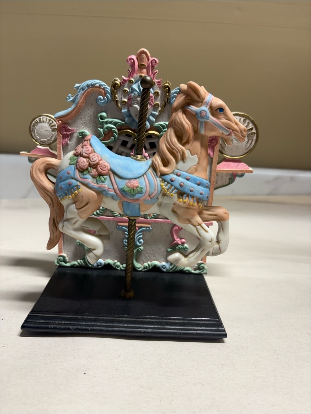 Pastel Carousel Horse Figurine - Music box